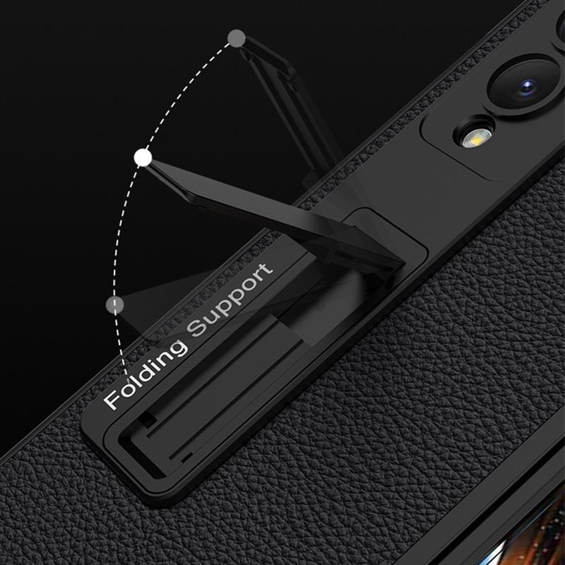 For Samsung Galaxy Z Fold4 5G Leather Case With Stand - Ultra Thin - Cross Texture 5