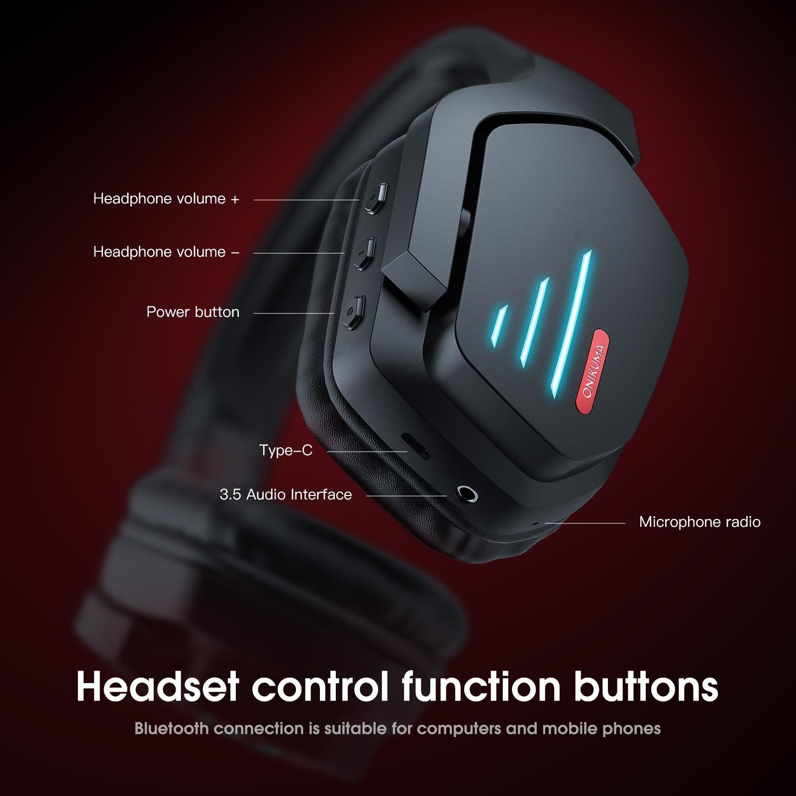 Adjustable Bass Gaming Bluetooth Headset With Mic 4