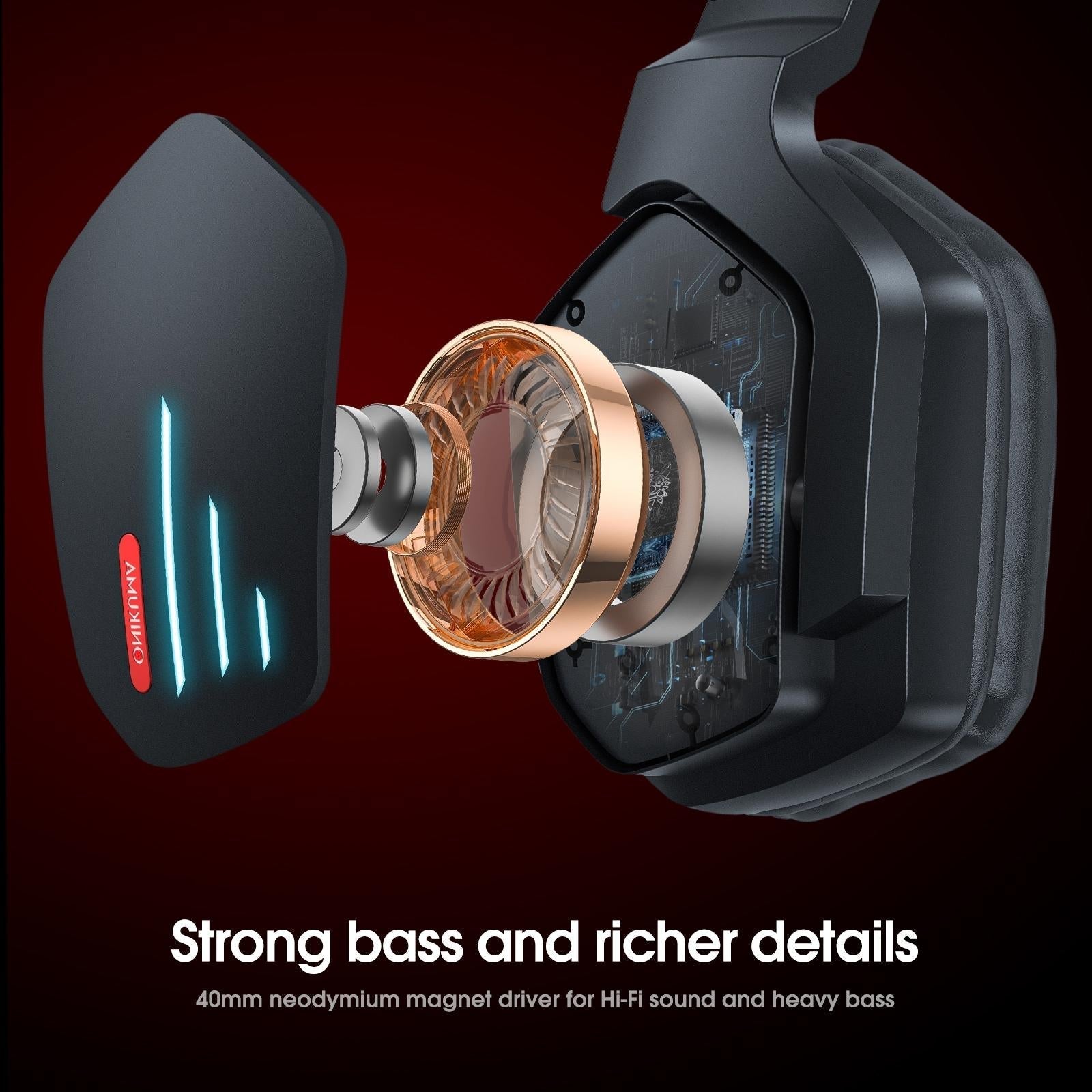 Adjustable Bass Gaming Bluetooth Headset With Mic 6