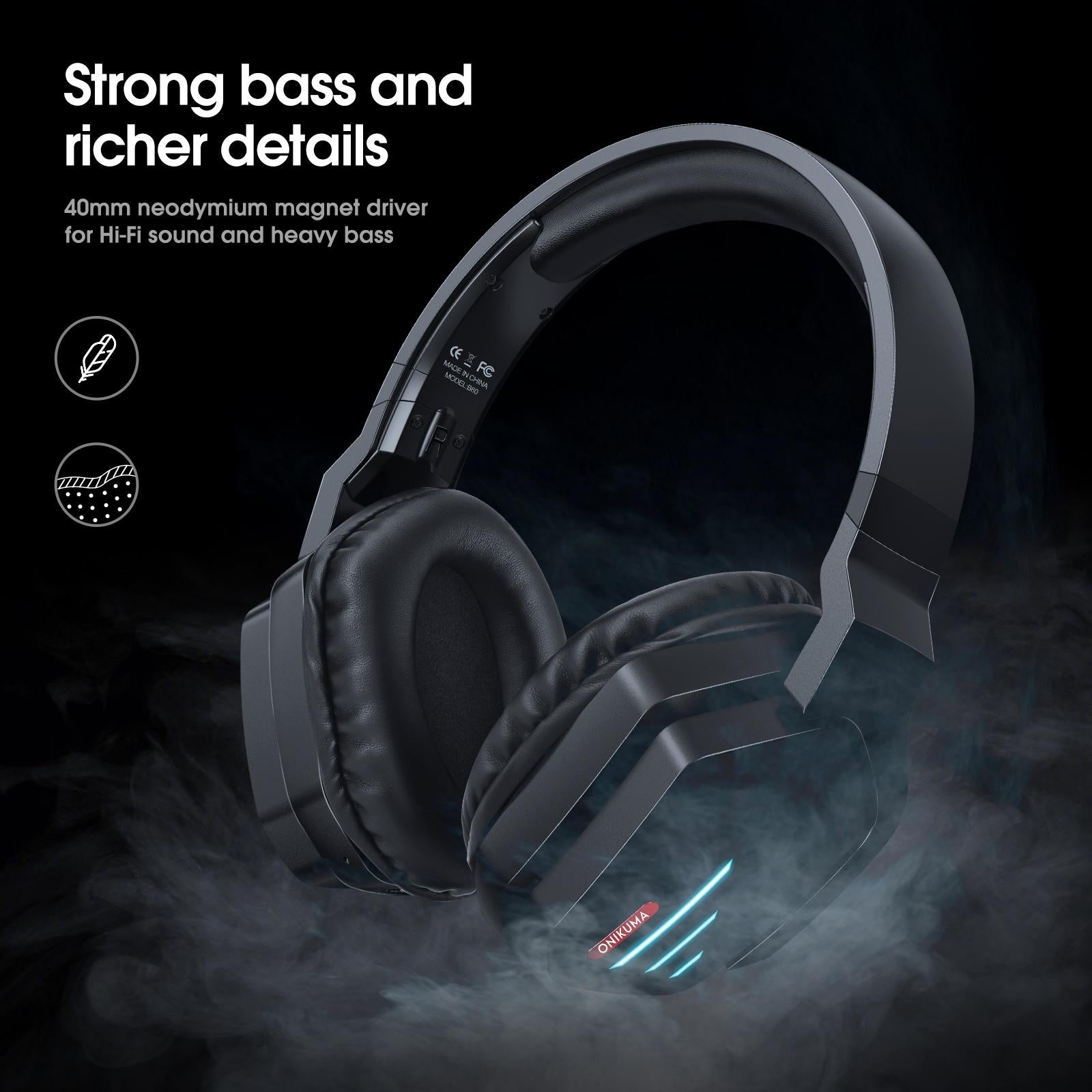 Adjustable Bass Gaming Bluetooth Headset With Mic 7