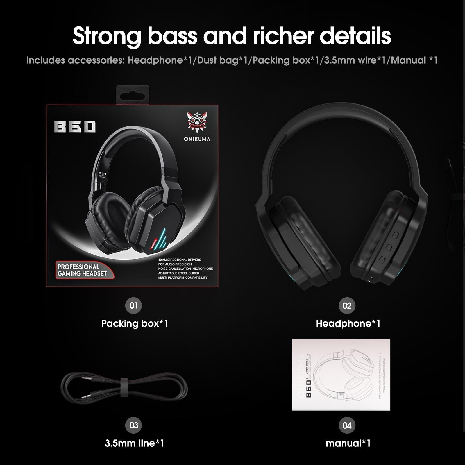 Adjustable Bass Gaming Bluetooth Headset With Mic 9