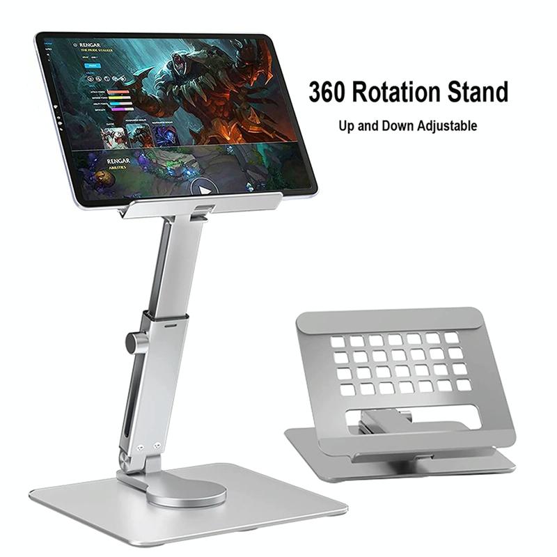 Portable Telescopic Desktop Phone Stand - Foldable & Rotating - Silver 4