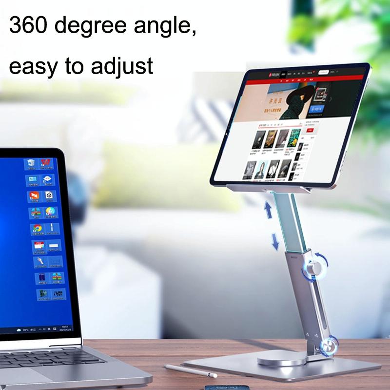 Portable Telescopic Desktop Phone Stand - Foldable & Rotating - Silver 6