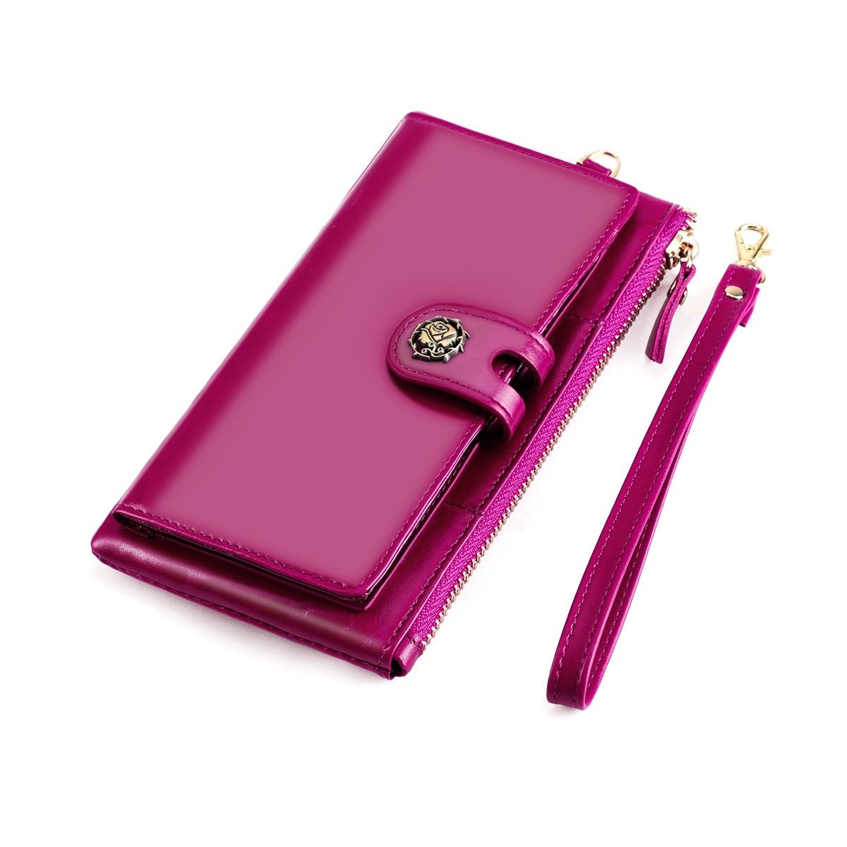 Women Vintage Leather Rfid Wallet - Red 12