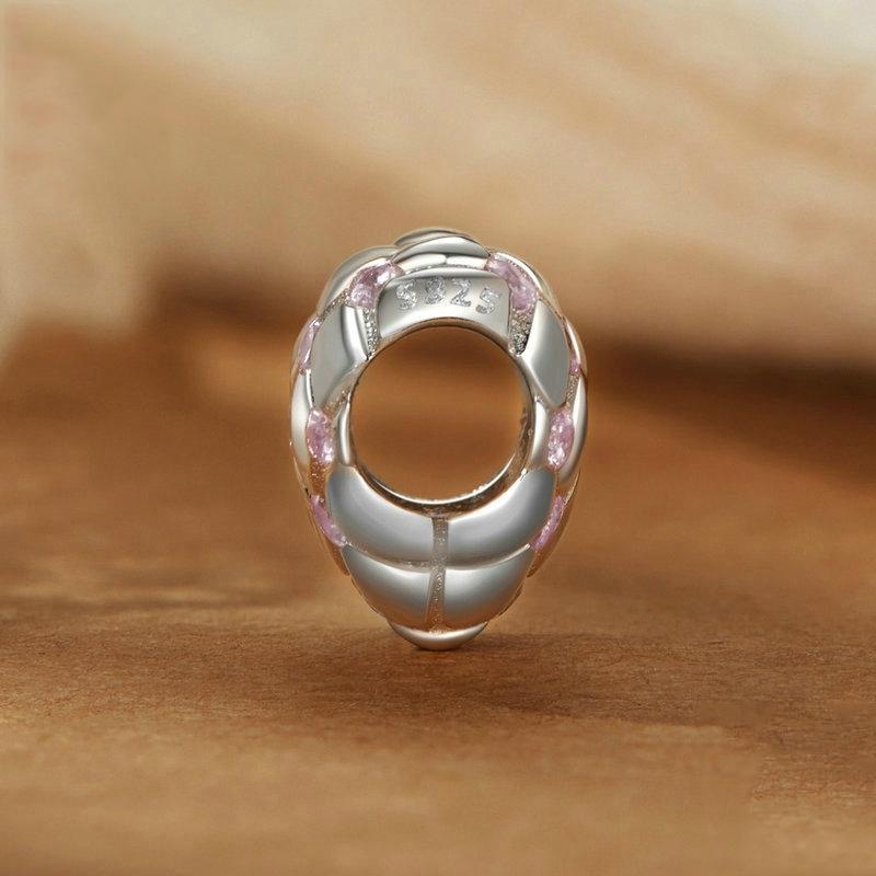 925 Sterling Silver Platinum Diamond Heart Diy Bead 4