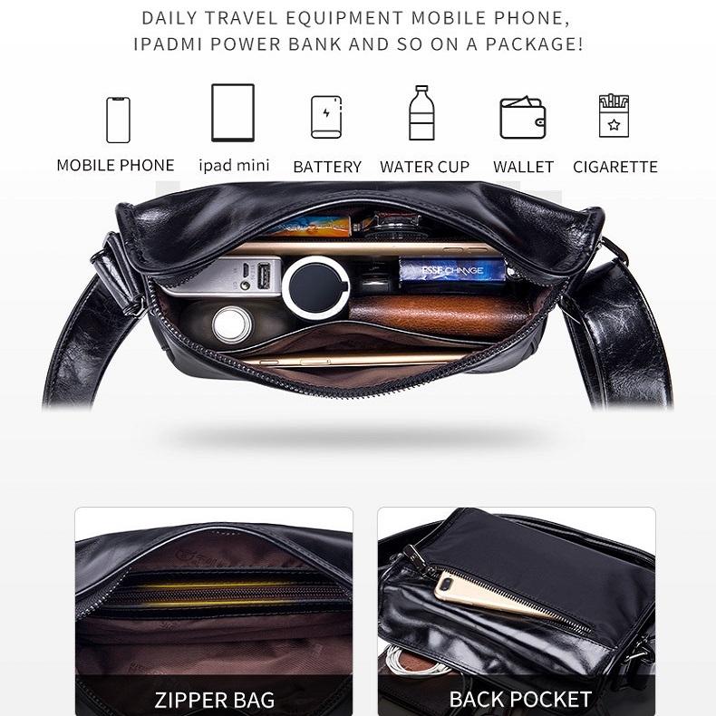 Men Brown Leather Shoulder Bag - Cool Black 7