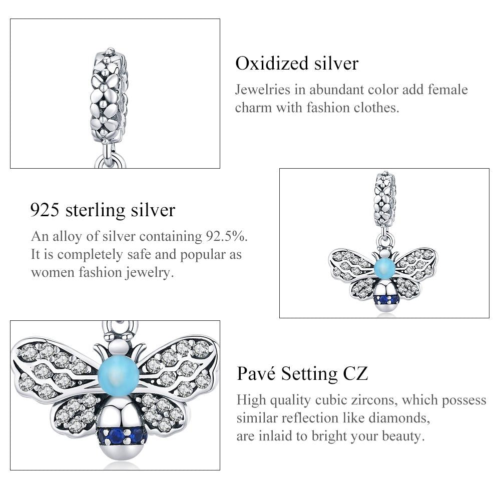 925 Sterling Silver Bee Pendant For Diy Bracelets 4