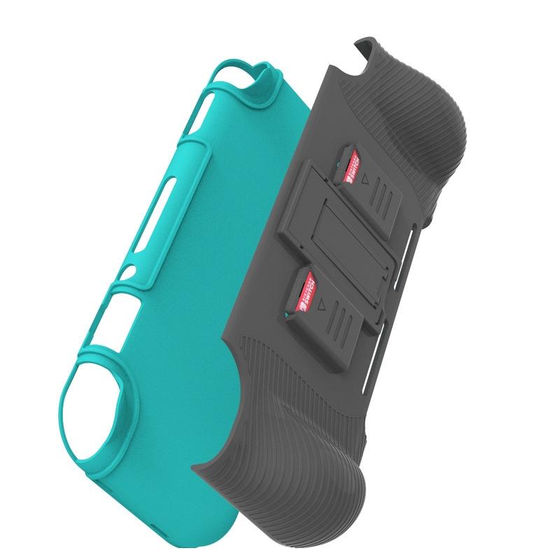 Protective Shell for Switch Lite with Game Card Box and Grip - Black And Green 4