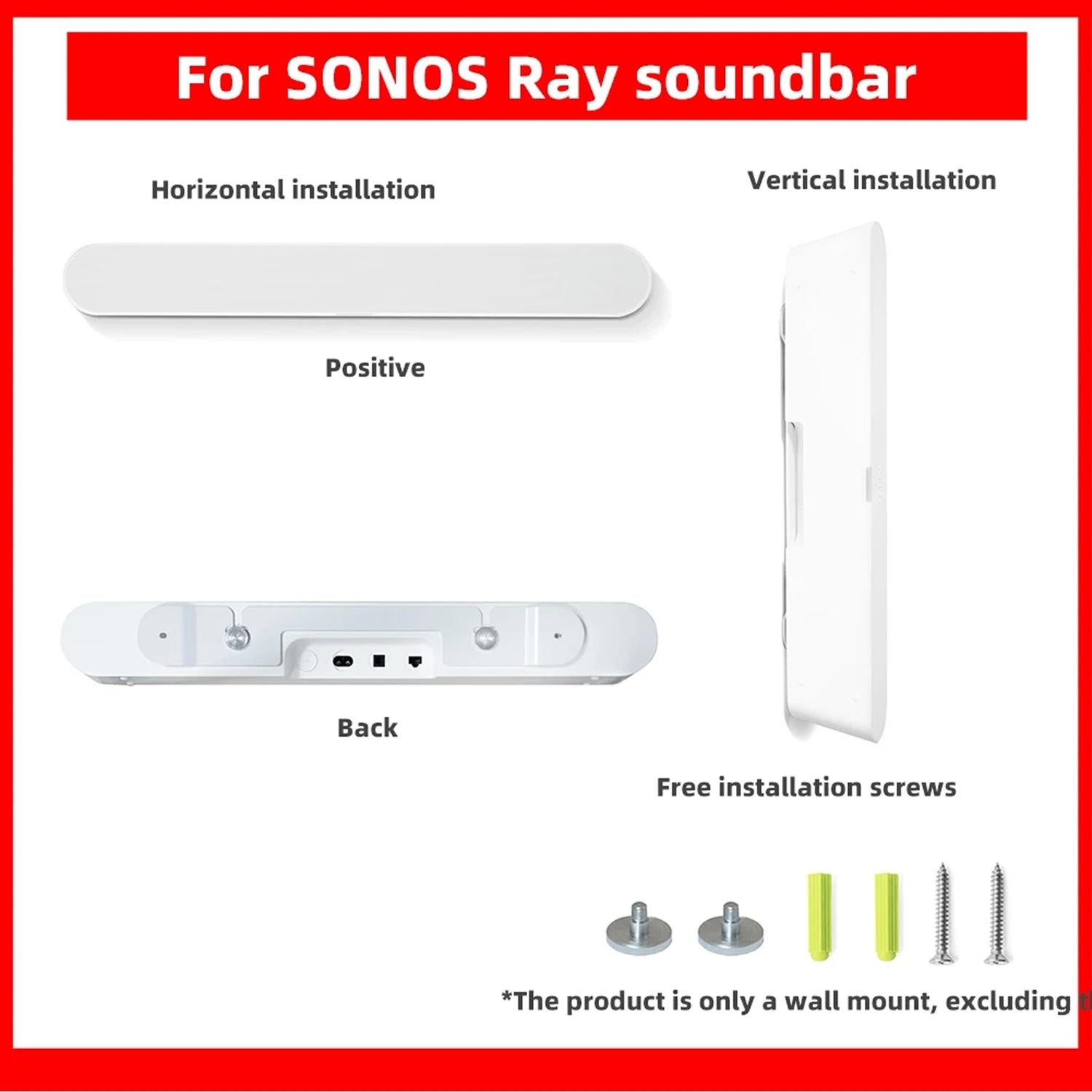 Wall Mount for Sonos Ray Soundbar - White Metal Bracket 6