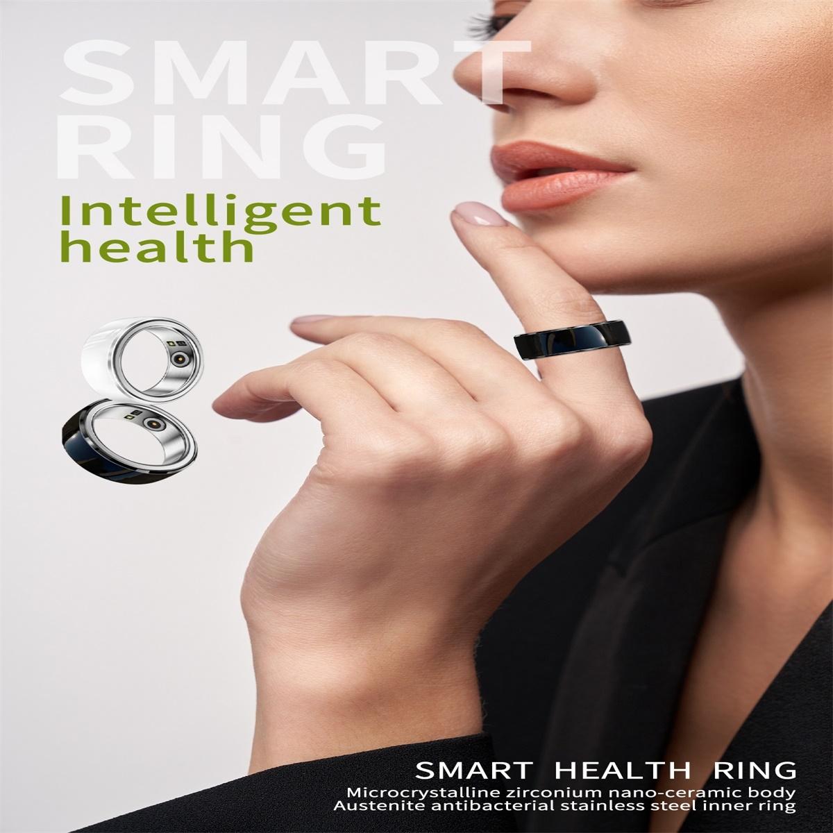 Smart Ring With Heart Rate Blood Oxygen Sleep & Sports Modes - R8 Size 16 - Black 4