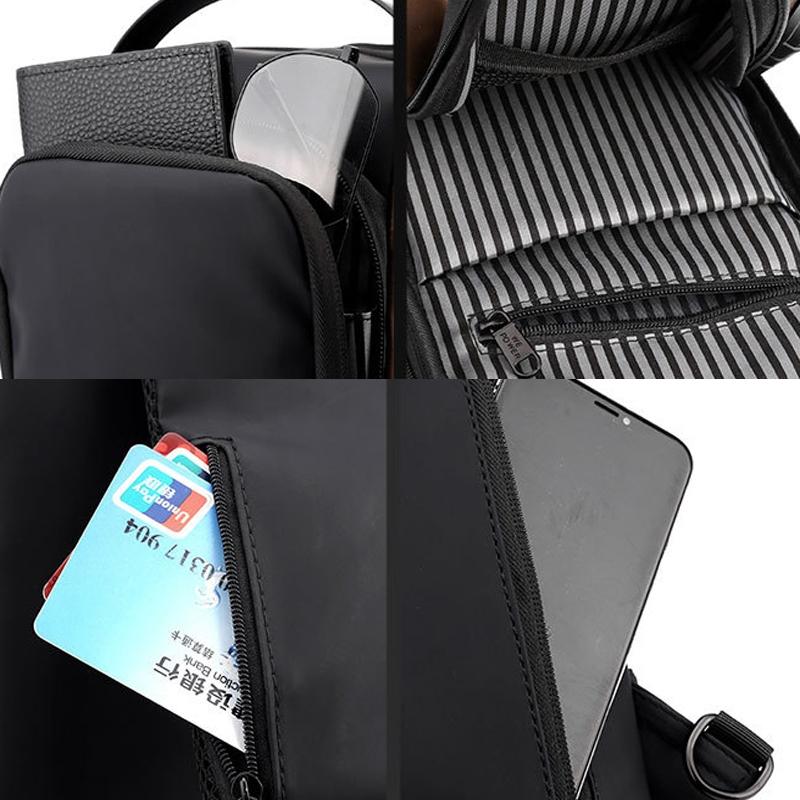 Anti Theft Men Chest Bag With Password Lock Secure Locomotive Messenger Bag - Black 7