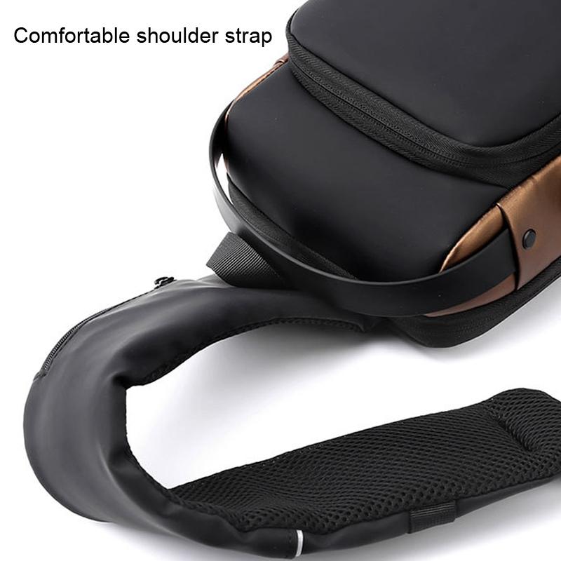 Anti Theft Men Chest Bag With Password Lock Secure Locomotive Messenger Bag - Black 12