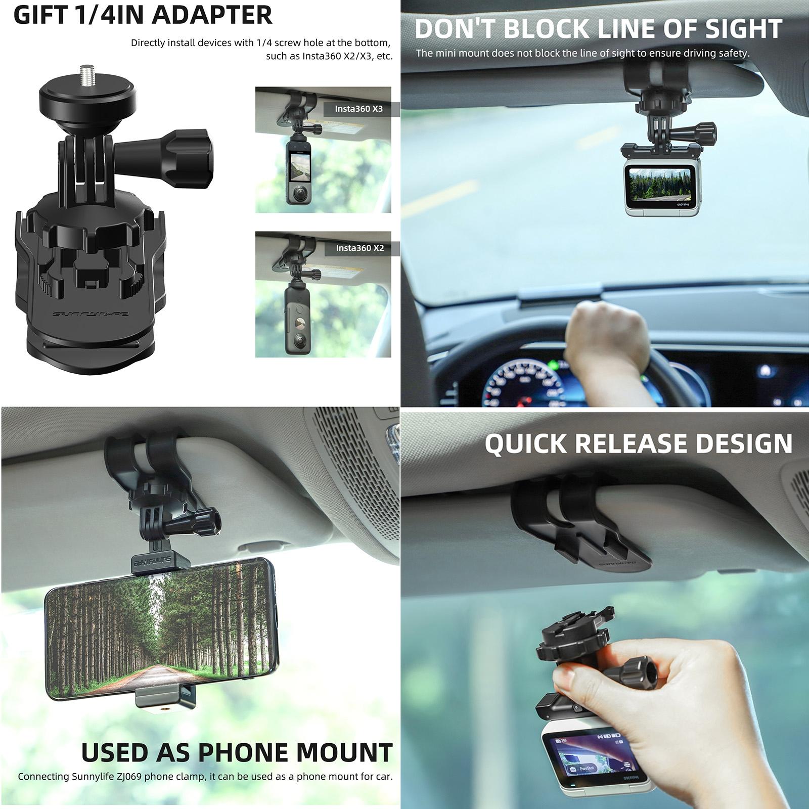 360 Degree Rotating Sun Visor Camera Mount for Vlogging 5
