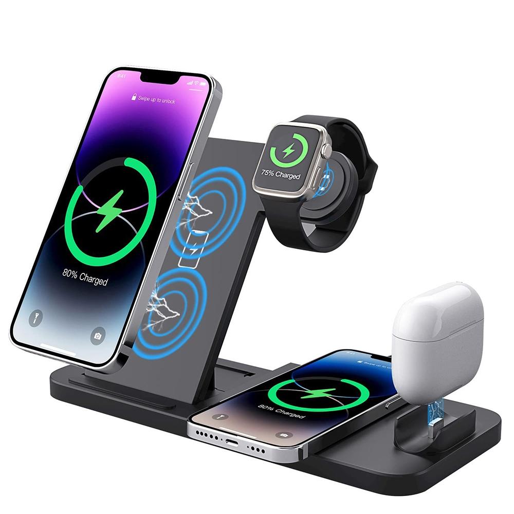 Foldable 4 In 1 Wireless Charger For Mobile Devices - Black 3