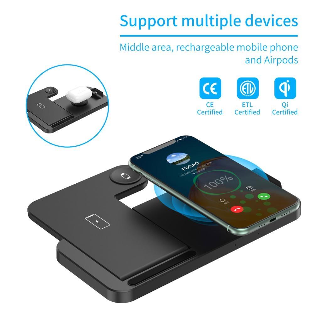 Foldable 4 In 1 Wireless Charger For Mobile Devices - Black 8