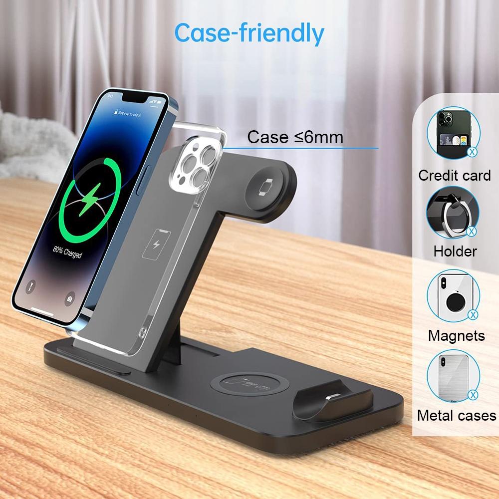 Foldable 4 In 1 Wireless Charger For Mobile Devices - Black 11