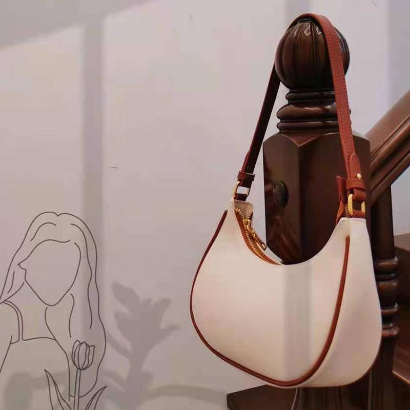 Stylish Crescent Shoulder Bag For Women - Beige With Brown 3
