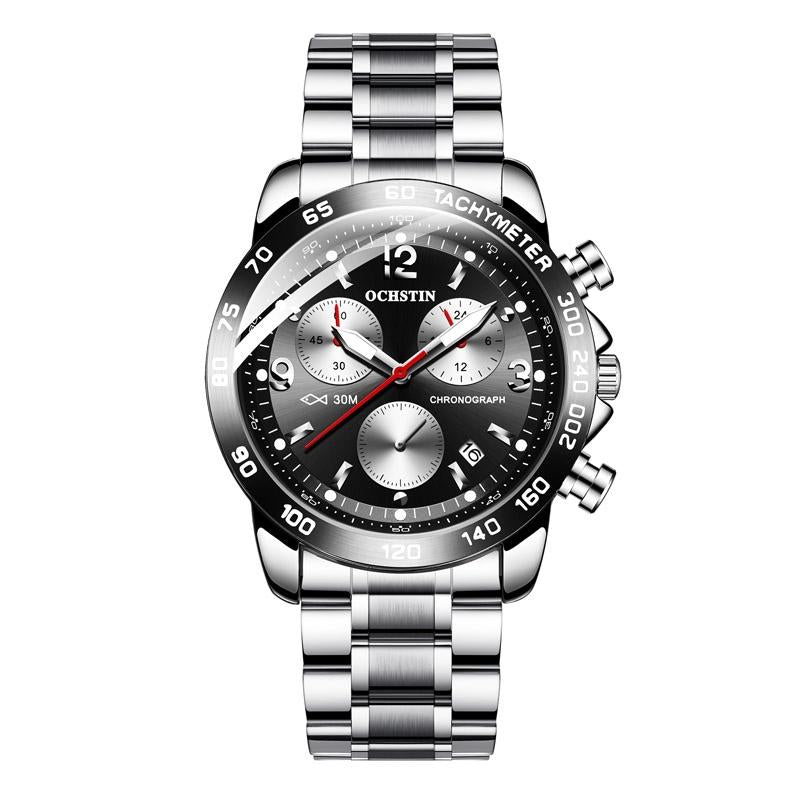 Waterproof Luminous Men Watch with Steel Strap - Silver White