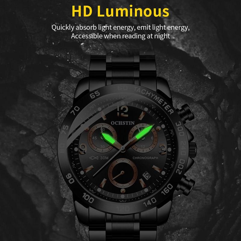 Waterproof Luminous Men Watch with Steel Strap - Silver White 6