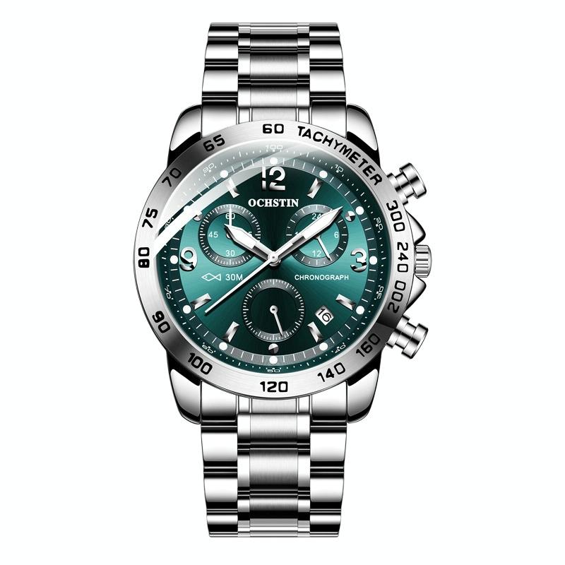 Waterproof Luminous Men Watch with Steel Strap - Silver White 11