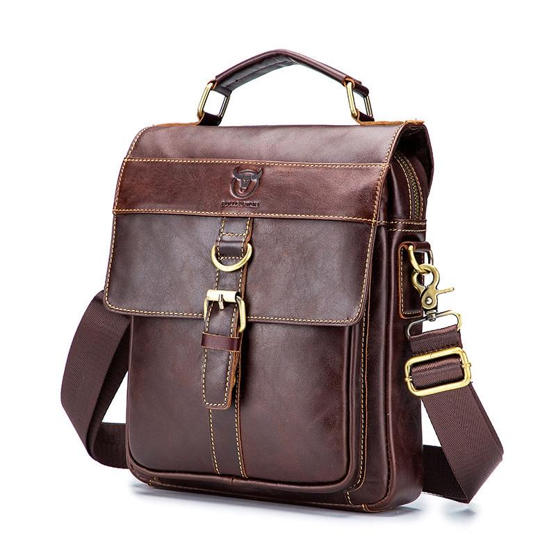 Retro Leather Men Shoulder Bag First Layer Cowhide - Brown