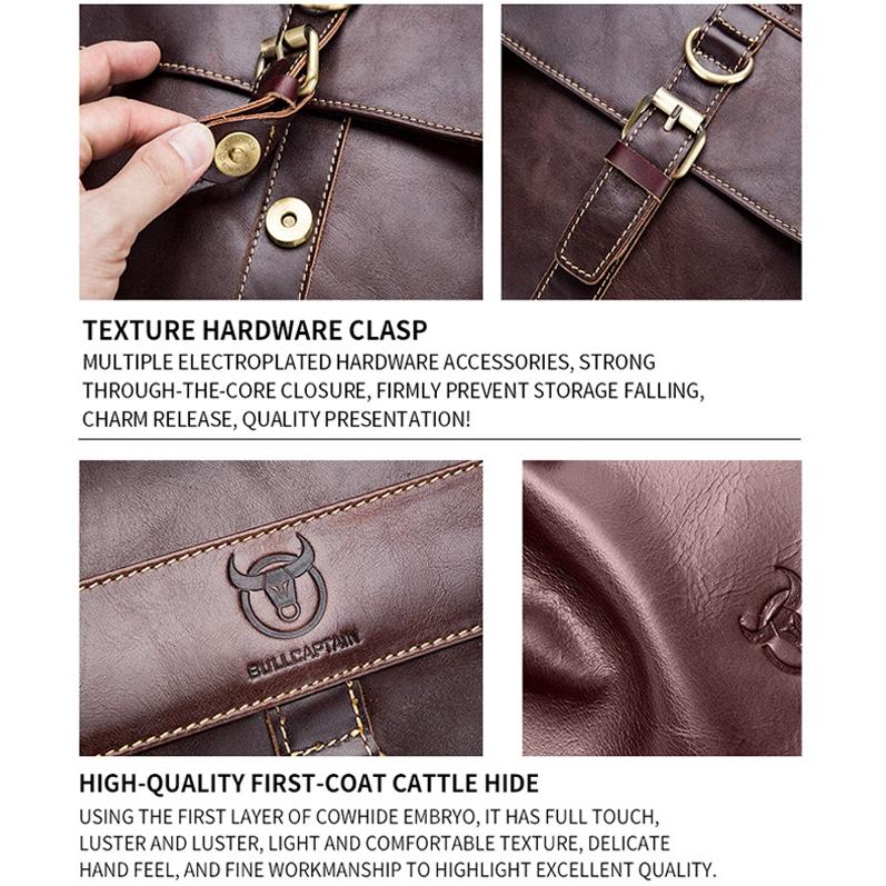 Retro Leather Men Shoulder Bag First Layer Cowhide - Brown 7