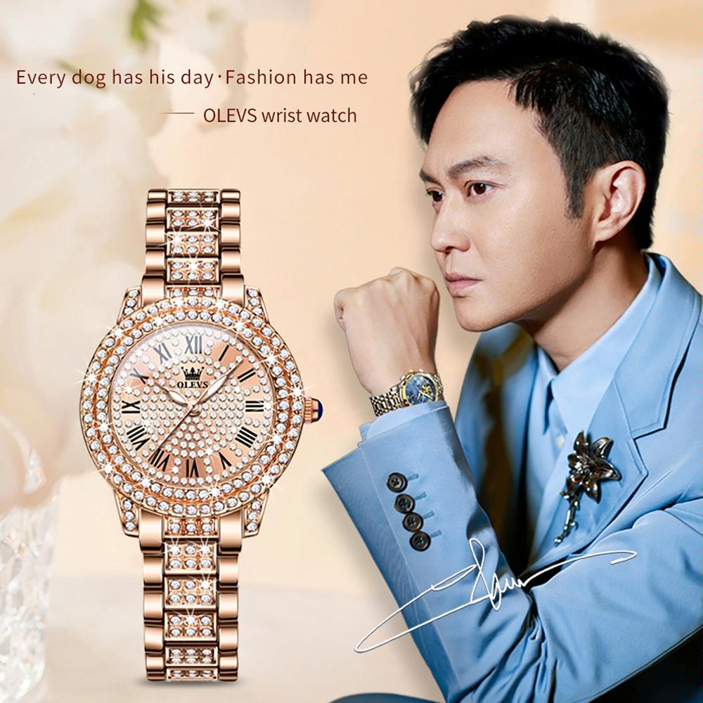Waterproof Diamond Women Quartz Watch - Rose Gold Diamond Face 6