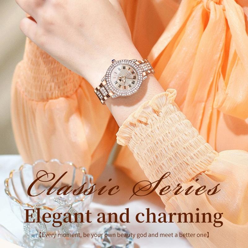 Waterproof Diamond Women Quartz Watch - Rose Gold Diamond Face 7