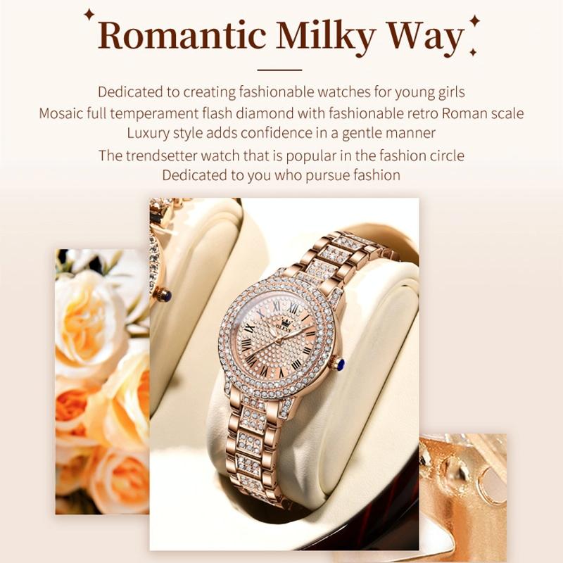 Waterproof Diamond Women Quartz Watch - Rose Gold Diamond Face 8