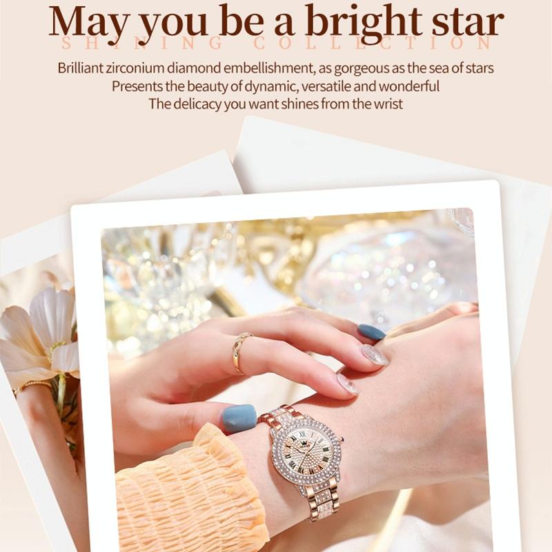 Waterproof Diamond Women Quartz Watch - Rose Gold Diamond Face 10