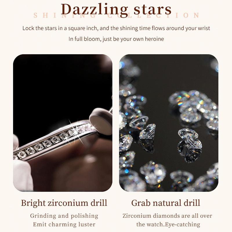 Waterproof Diamond Women Quartz Watch - Rose Gold Diamond Face 11