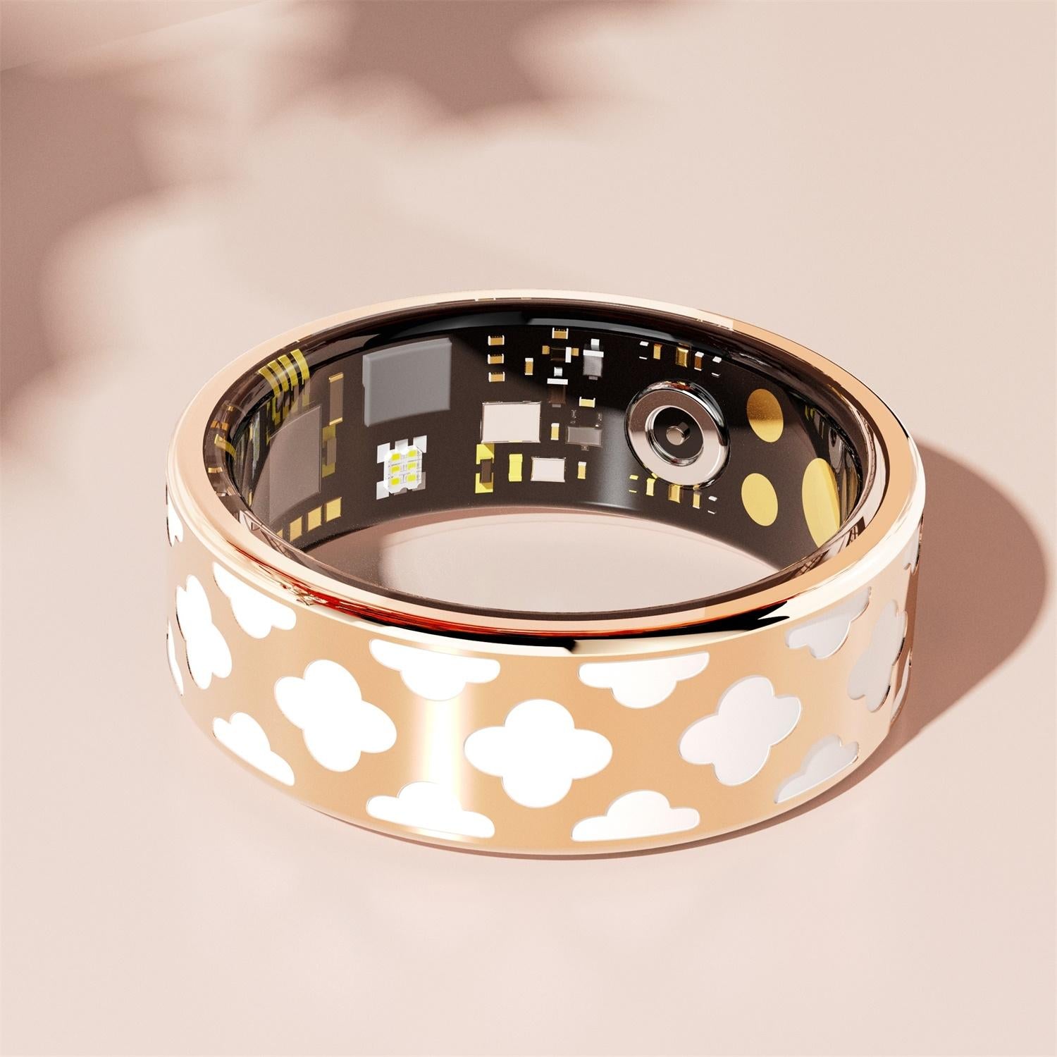 Smart Ring With Heart Rate Blood Oxygen Sleep Monitoring - Rose Gold Size 8 6