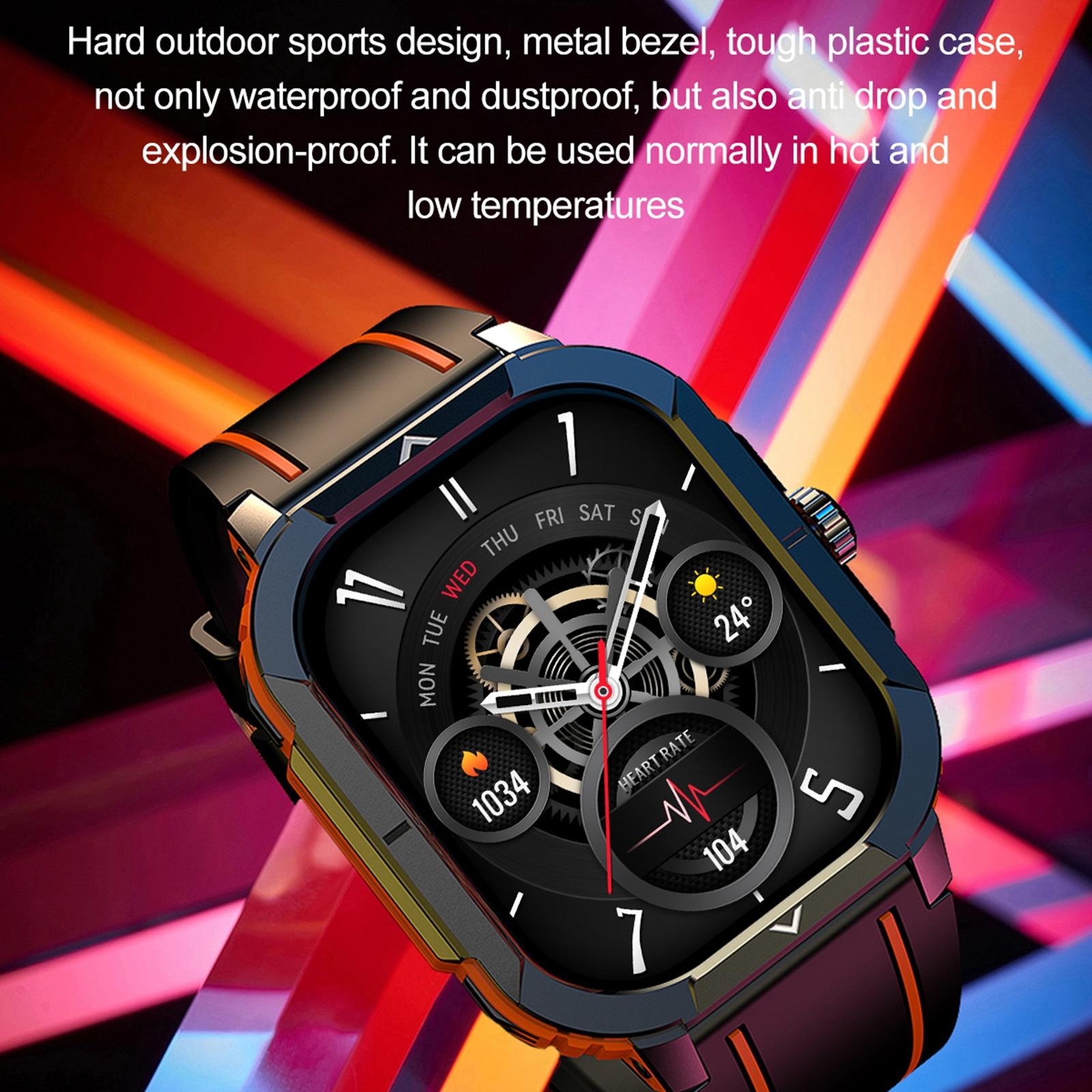 2.06 Inch Bt5.3 Ip68 Sport Smart Watch Bluetooth Call / Message / Health - Orange 9