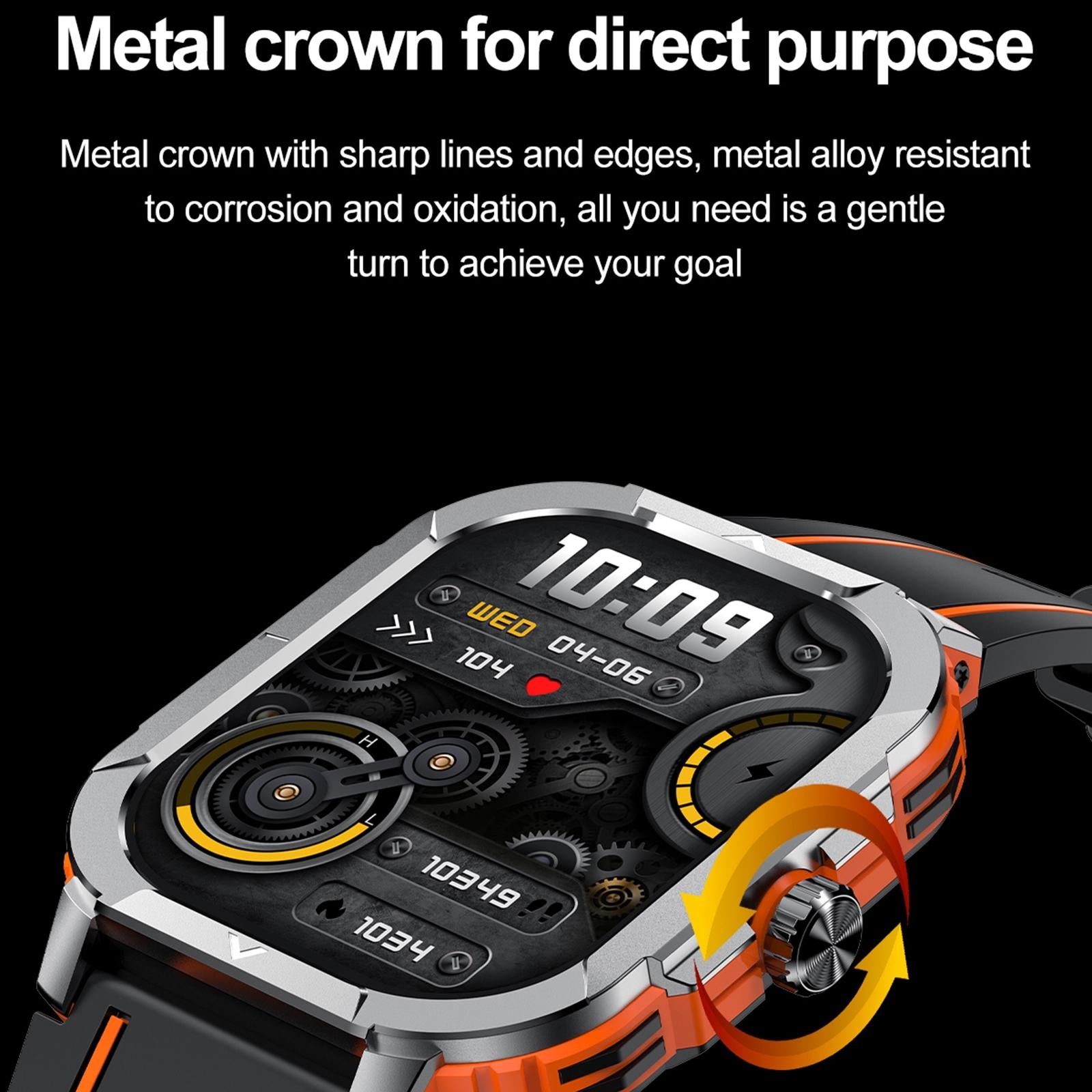 2.06 Inch Bt5.3 Ip68 Sport Smart Watch Bluetooth Call / Message / Health - Orange 10