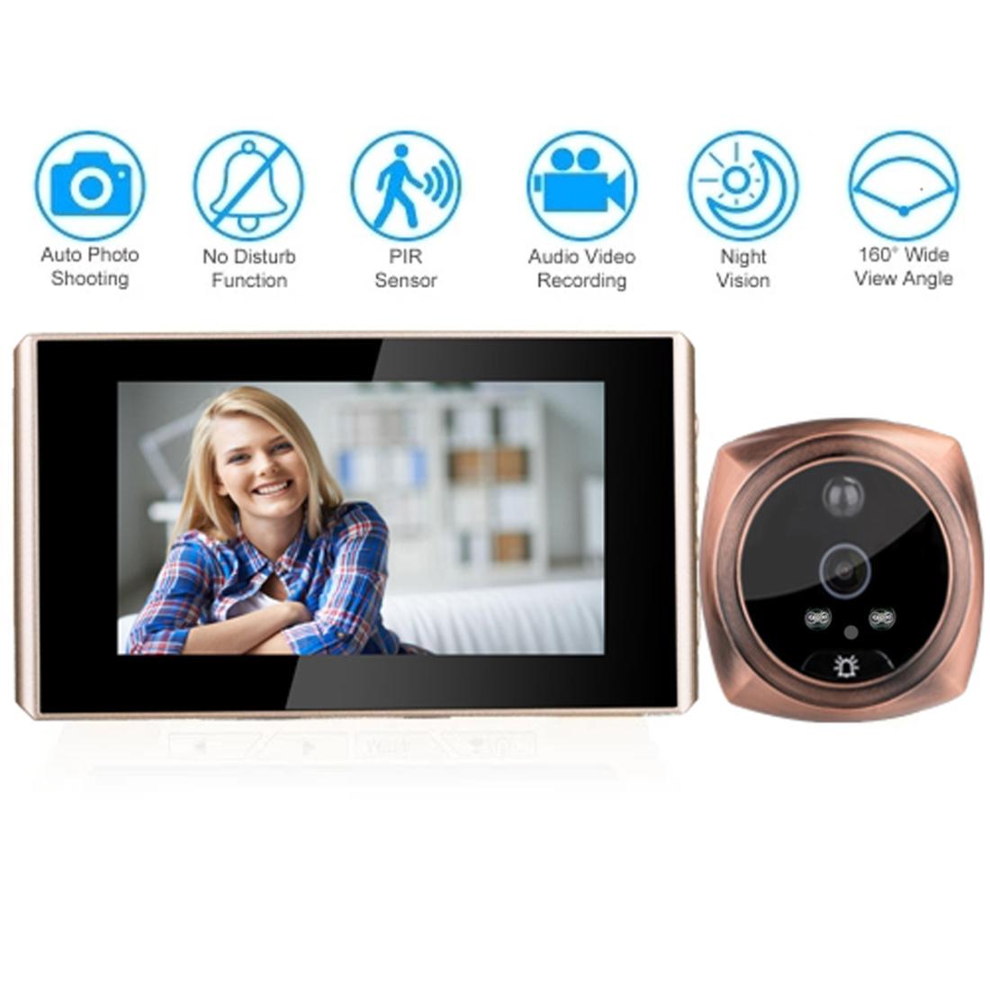 4.3 Digital Doorbell With Lcd Screen And Peephole Viewer - Gold 3