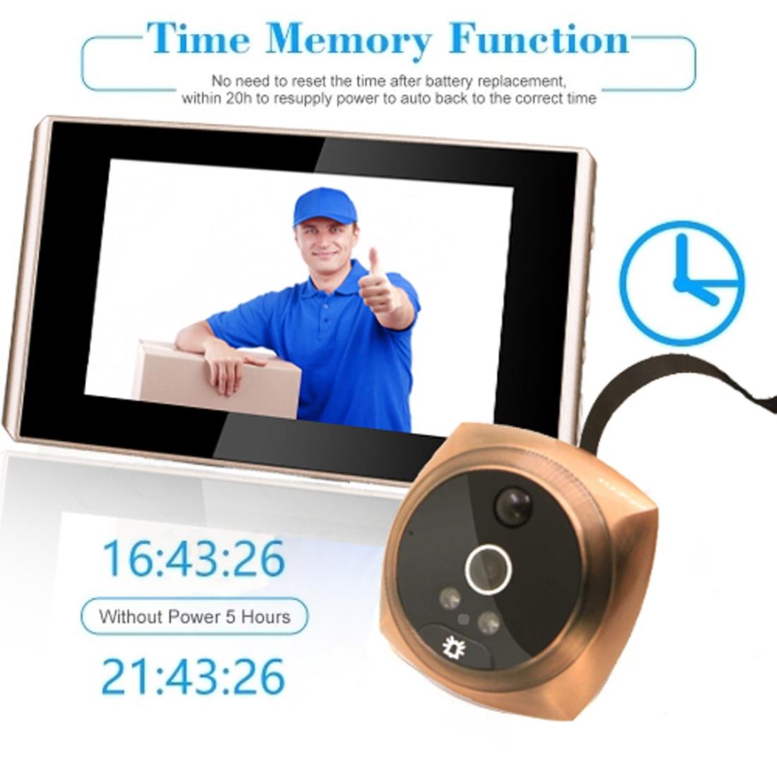 4.3 Digital Doorbell With Lcd Screen And Peephole Viewer - Gold 6