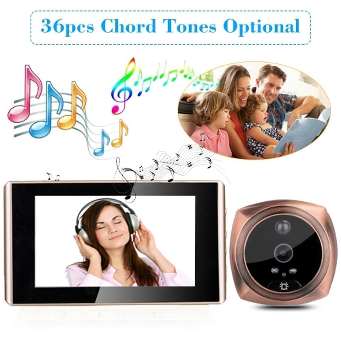 4.3 Digital Doorbell With Lcd Screen And Peephole Viewer - Gold 7