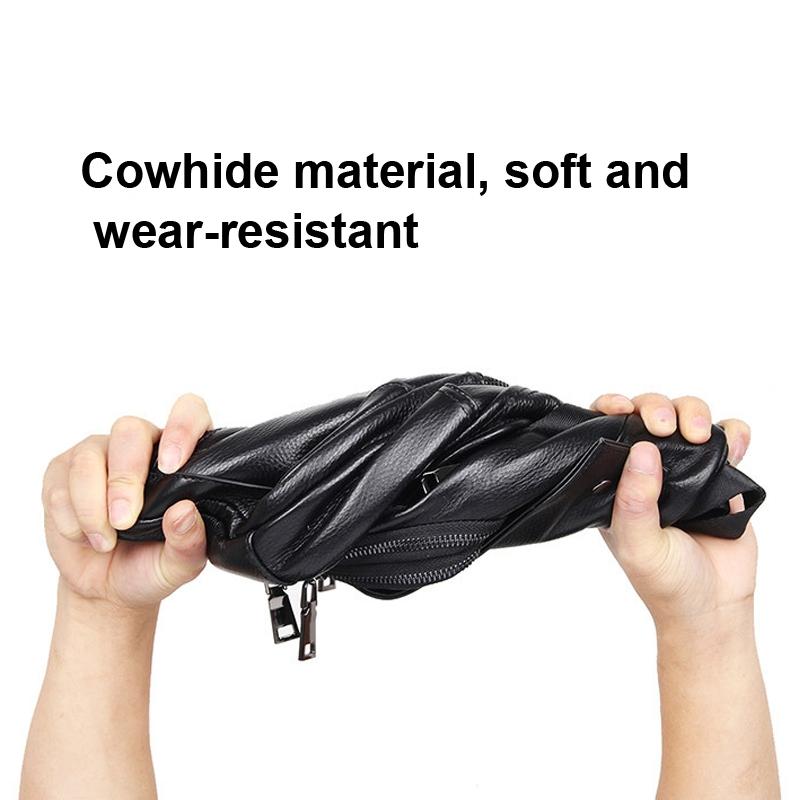Stylish Cowhide Chest Bag For Men - Black 4