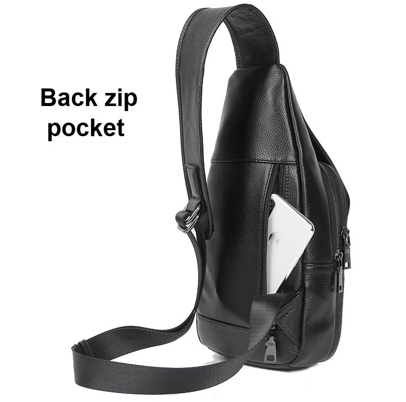 Stylish Cowhide Chest Bag For Men - Black 5