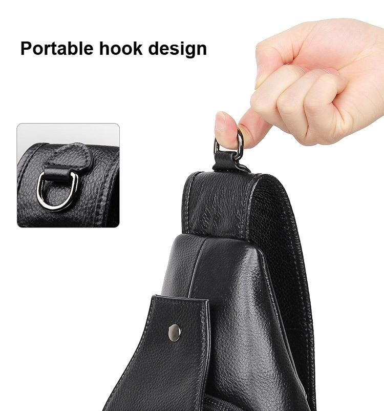 Stylish Cowhide Chest Bag For Men - Black 7