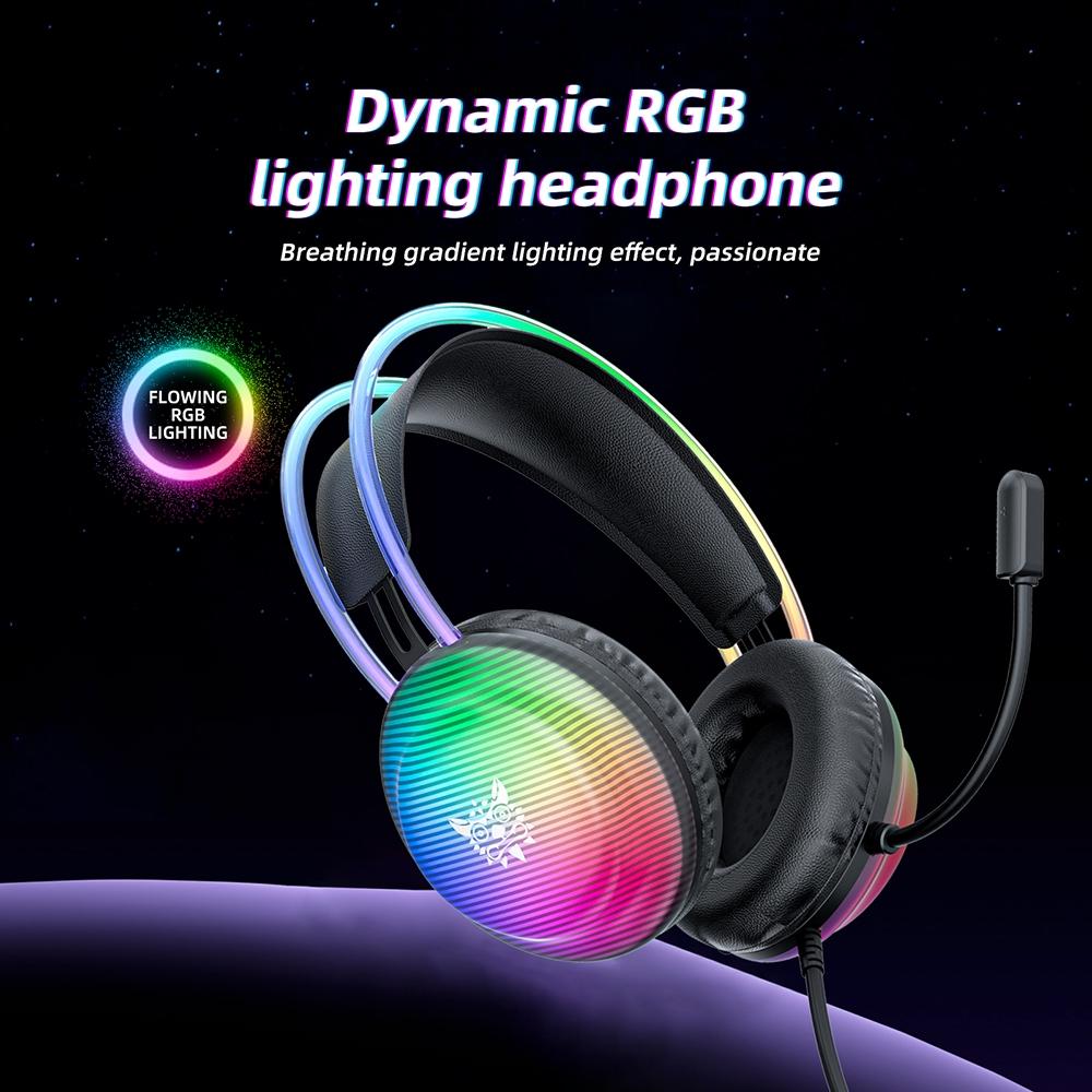 Rgb Wired Gaming Headset 2.2M Cable Black 4