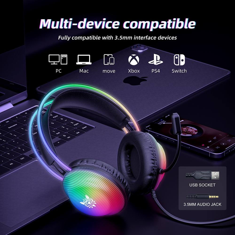 Rgb Wired Gaming Headset 2.2M Cable Black 7