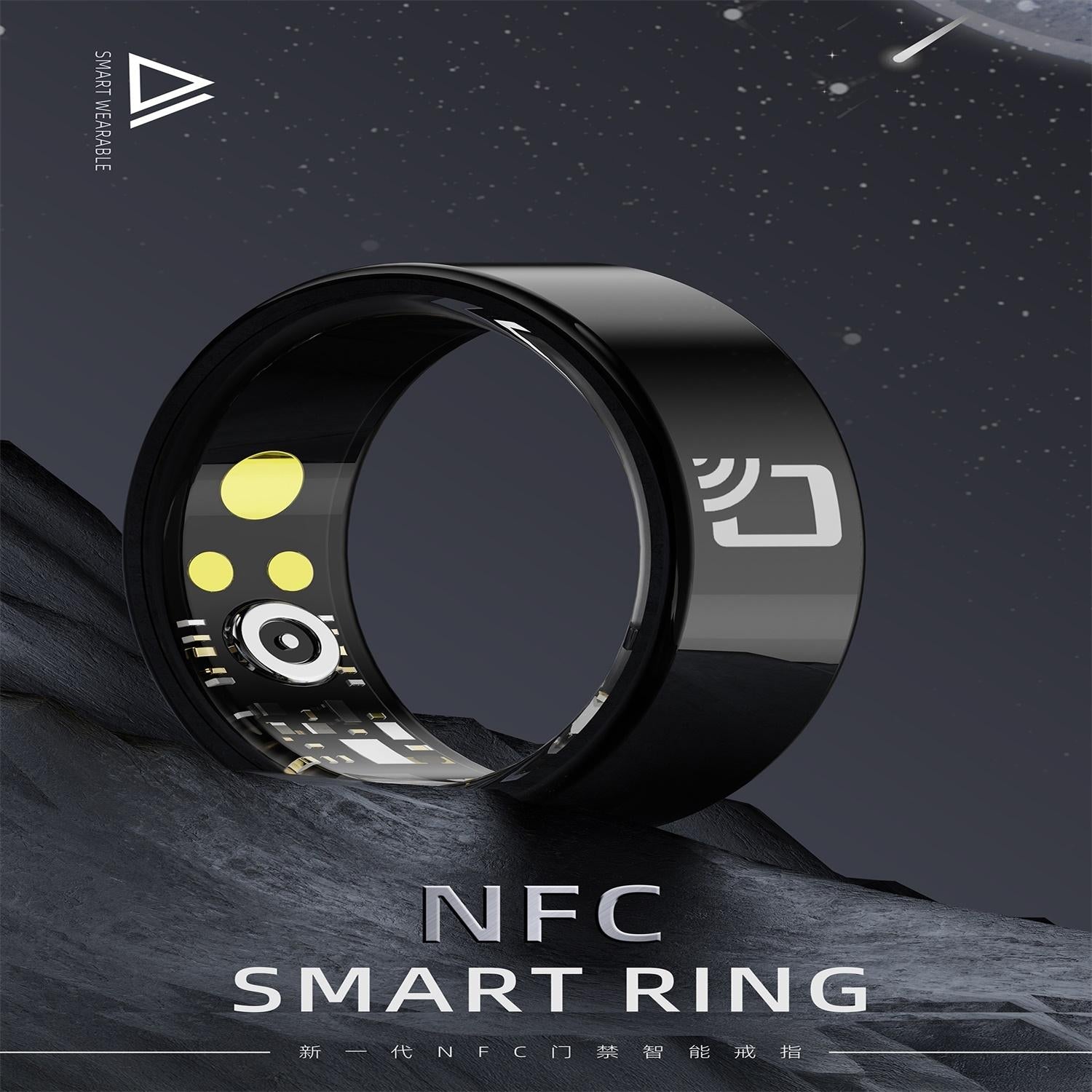 Smart Ring With Heart Rate Blood Oxygen & Sleep Monitoring - Multiple Sports Modes - Black Size 12 3