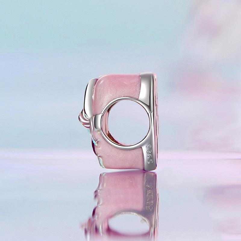 925 Sterling Silver Platinum Heart Bow Beads Gift Box 4