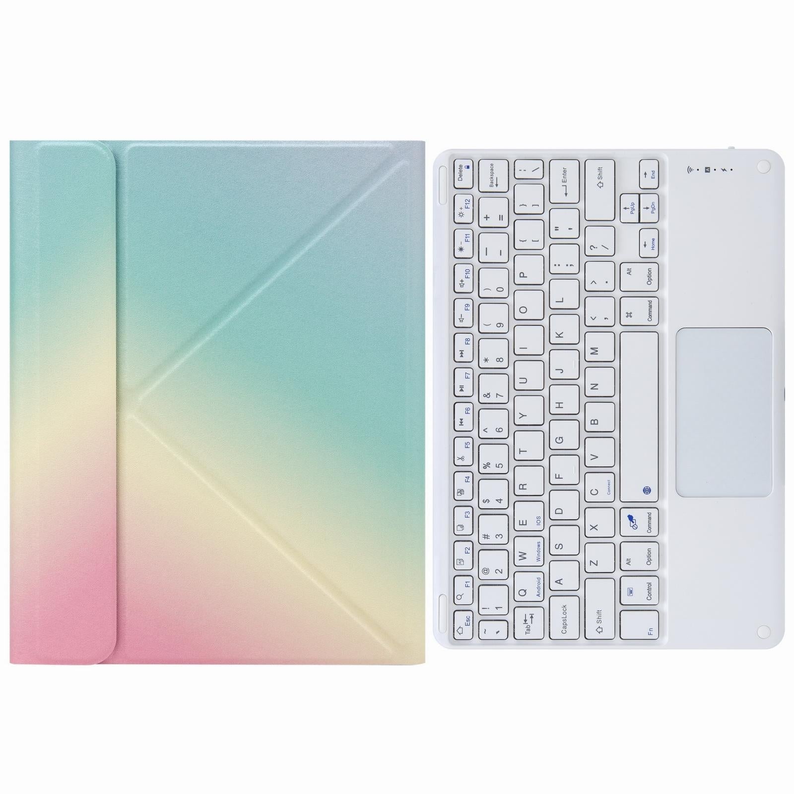 Bluetooth Keyboard Leather Case For Ipad 9.7 2018 / 2017 With Three-Fold Holder - Rainbow 8