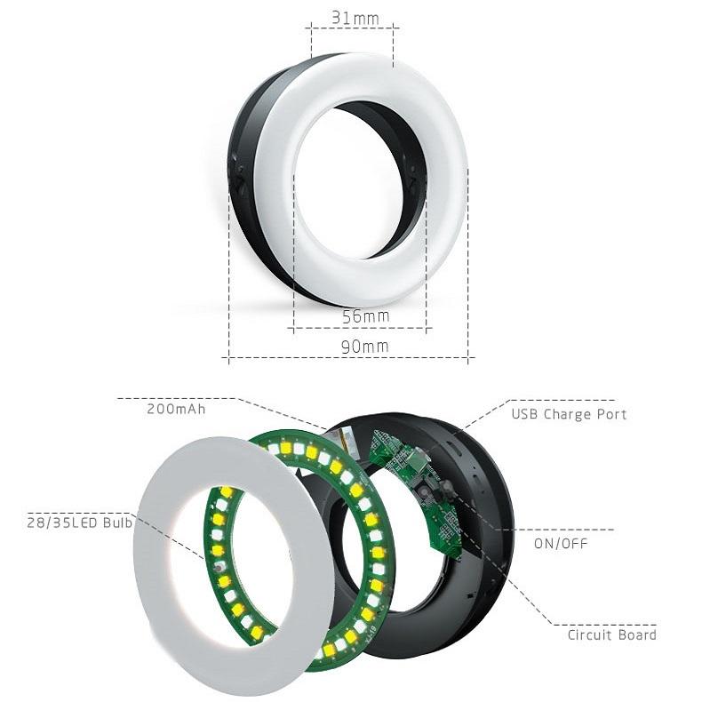 Selfie Ring Light for Mobile Phones - Beauty Enhancer - White 6