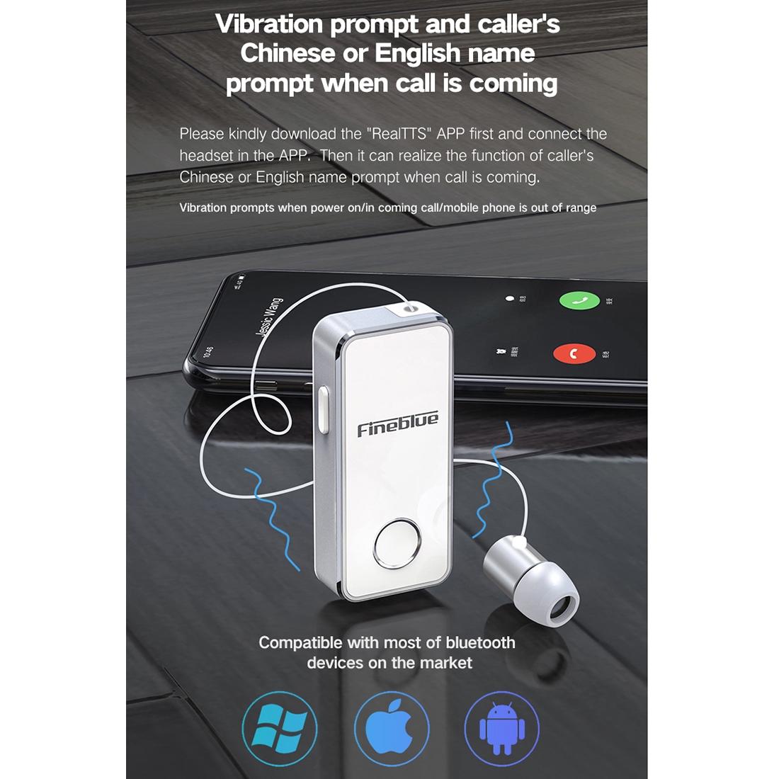 Wireless Bluetooth Earphone with Vibrating Alert and Clip - White 5