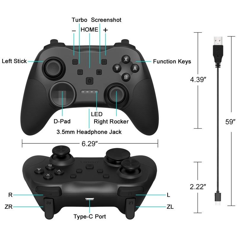 Wireless Bluetooth Game Console Handle for Nintendo Switch with Vibrating Gyroscope - Black 4