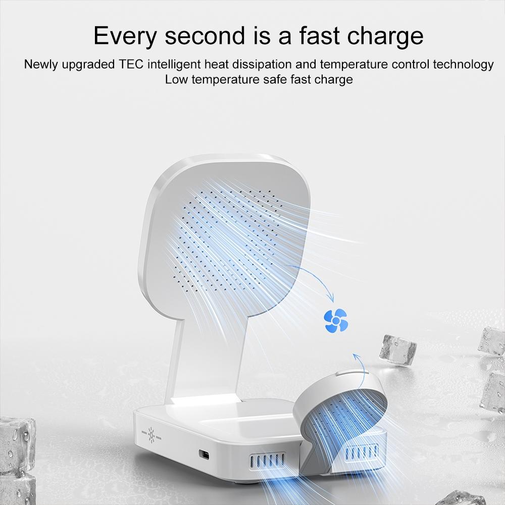 3 In 1 Magnetic Wireless Charger With Led Light - Black 7