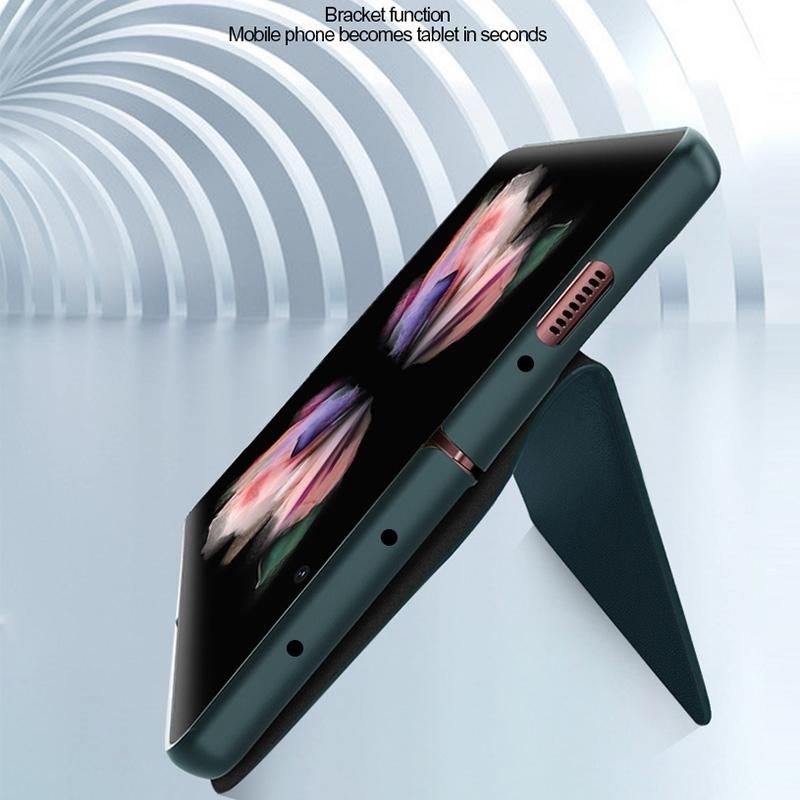 For Samsung Galaxy Z Fold4 5G Foldable Leather Phone Case - Horizontal Flip - Plain Black 6